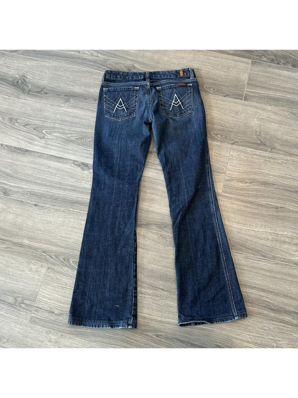 7 For All Mankind A Pocket Jeans Womens 28 Blue Dark Wash Low Rise Flare Denim